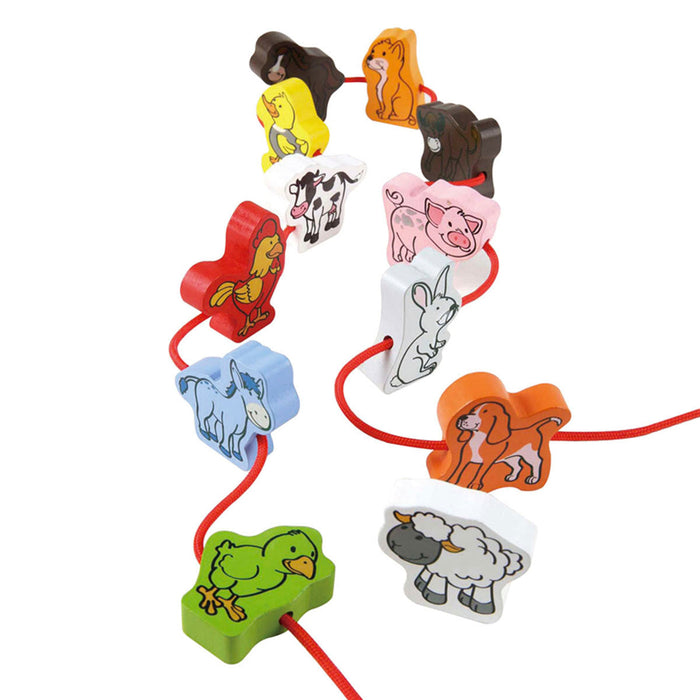 Hape Farm Animals Linking Wooden Block Toy