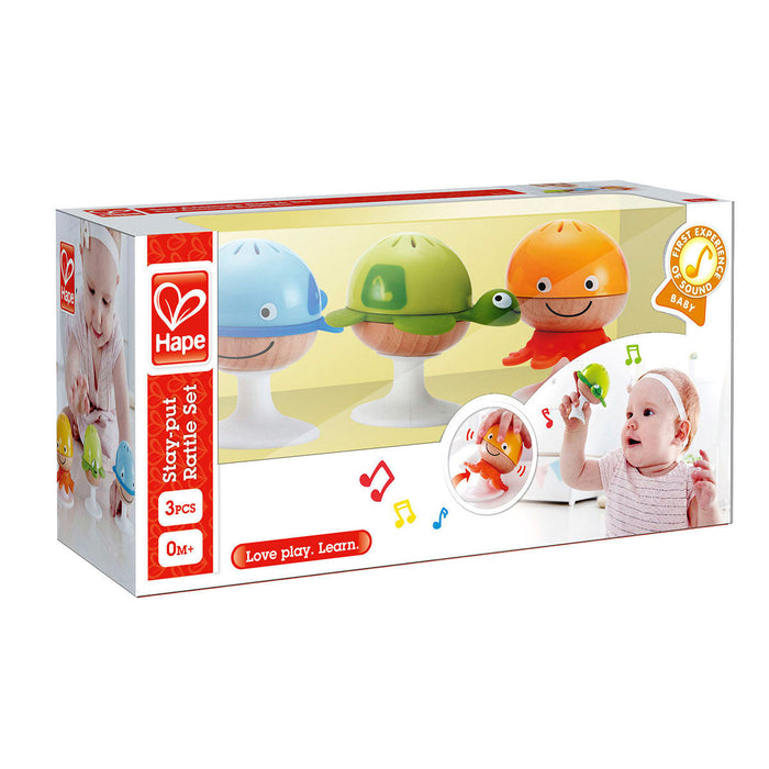 Set de sonajeros con Sopapa Hape Pulpo Ballena y Tortuga