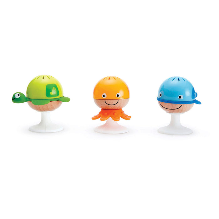 Set de sonajeros con Sopapa Hape Pulpo Ballena y Tortuga